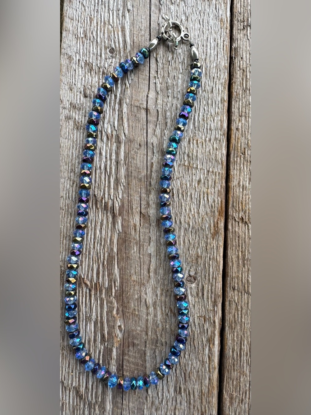 Iridescent Blue-Purple Faceted Bead Necklace - Women's Jewelry